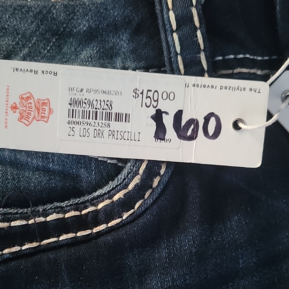 Rock Revival Dark Blue Boot Cut Jeans with Embroidered Pocket - Picture 5 of 5